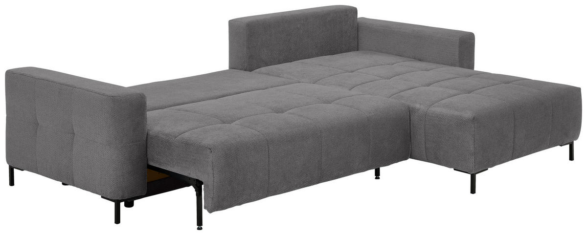 ECKSOFA Hellgrau Webstoff  - Hellgrau/Schwarz, KONVENTIONELL, Textil/Metall (292/192cm) - Carryhome