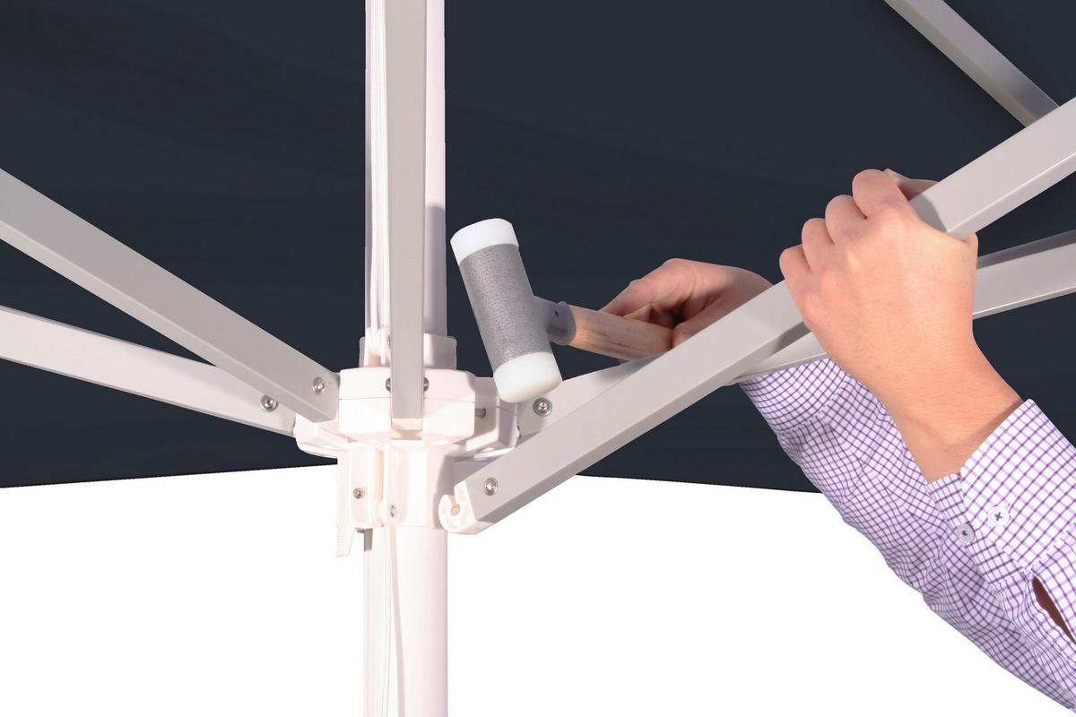 AMPELSCHIRM 400 cm Schwarz  - Silberfarben/Schwarz, Basics, Textil/Metall (400/295/400cm) - Schneider