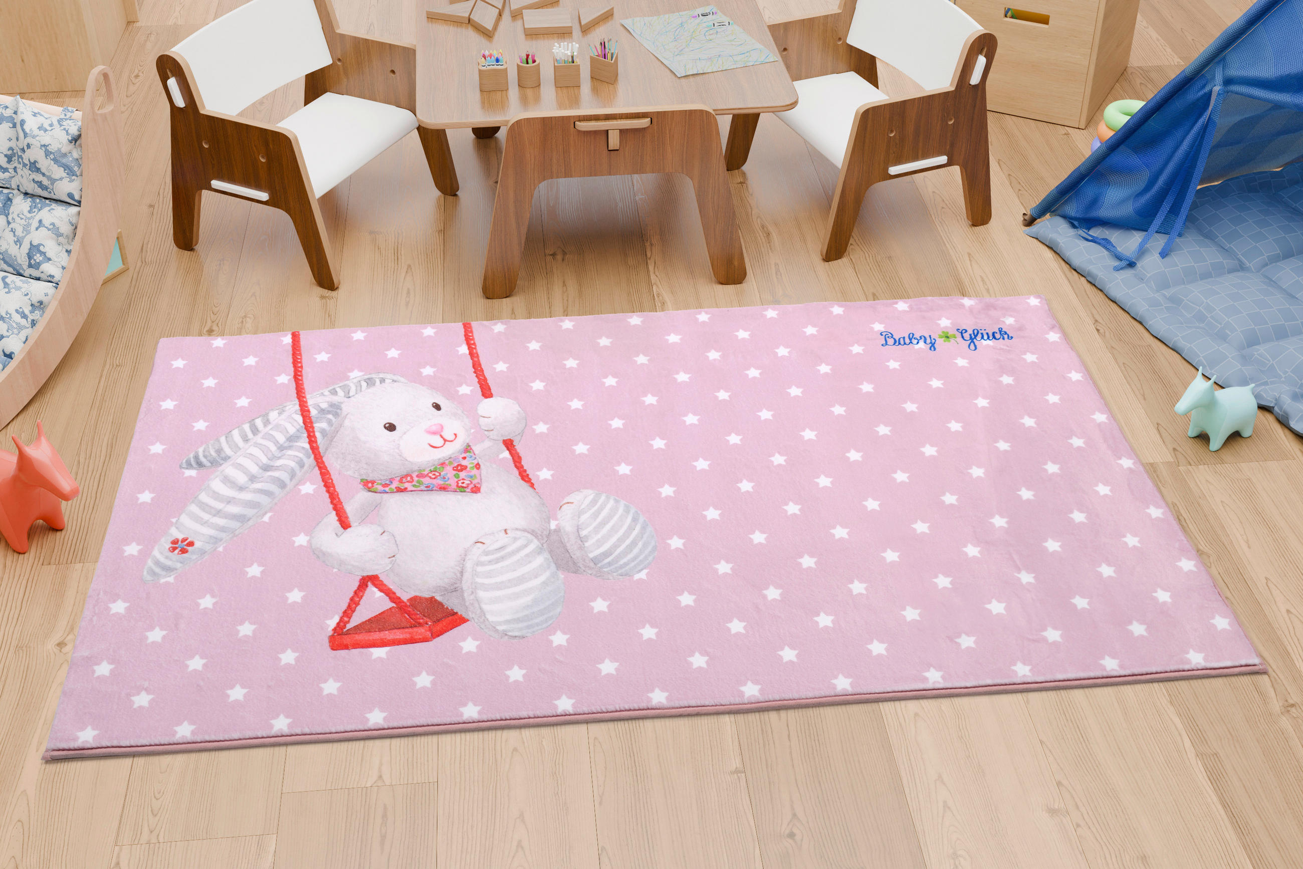 KINDERTEPPICH 100/160 cm Baby Glück  - Hellrosa, Design, Textil (100/160cm)