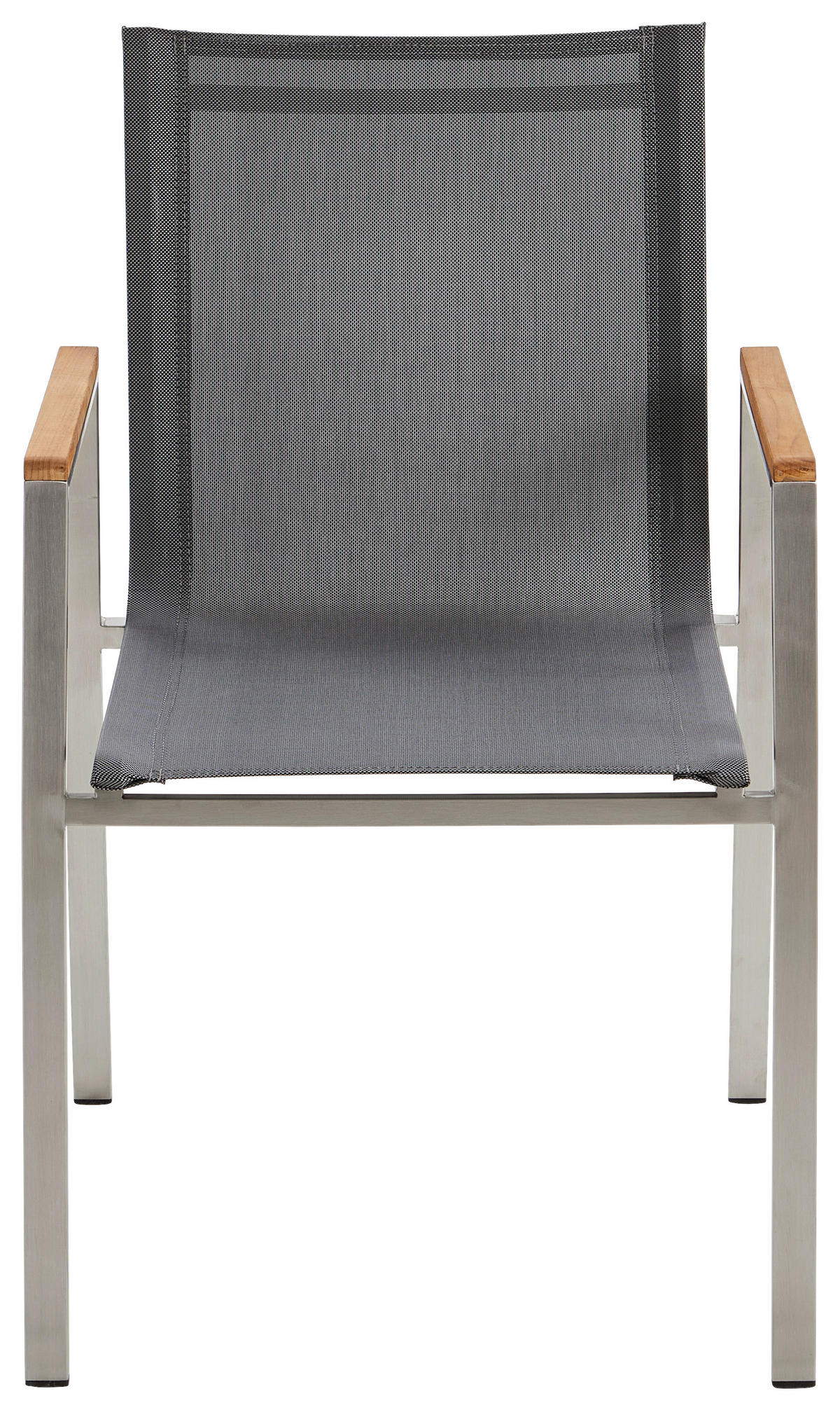 STAPELSESSEL Teakholz Edelstahl Grau, Edelstahlfarben  - Edelstahlfarben/Naturfarben, MODERN, Holz/Textil (54/86/58cm) - Ambia Garden