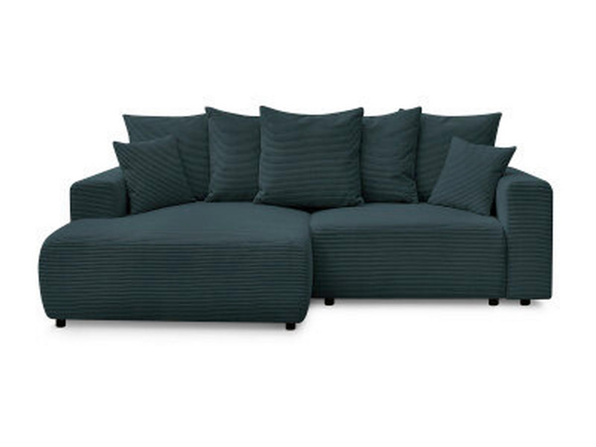 ECKSOFA Ottomane links  ATILLA Dunkelblau Cord  - Schwarz/Dunkelblau, MODERN, Kunststoff/Textil (149/244cm)