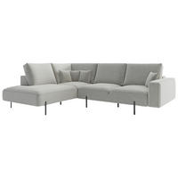 ECKSOFA in Flachgewebe Creme  - Creme/Schwarz, Design, Textil/Metall (223/280/223cm) - Livetastic
