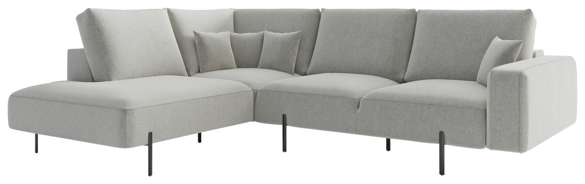 ECKSOFA in Flachgewebe Creme  - Creme/Schwarz, Design, Textil/Metall (223/280/223cm) - Livetastic