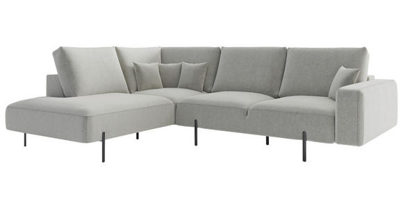 ECKSOFA Creme Flachgewebe  - Creme/Schwarz, Design, Textil/Metall (223/280/223cm) - Novel