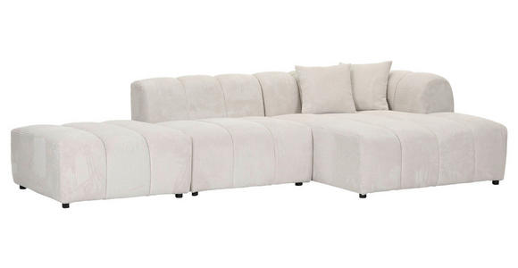 ECKSOFA Naturfarben Cord Zierkissen, Rücken echt  - Schwarz/Naturfarben, KONVENTIONELL, Kunststoff/Textil (313/162cm) - Carryhome