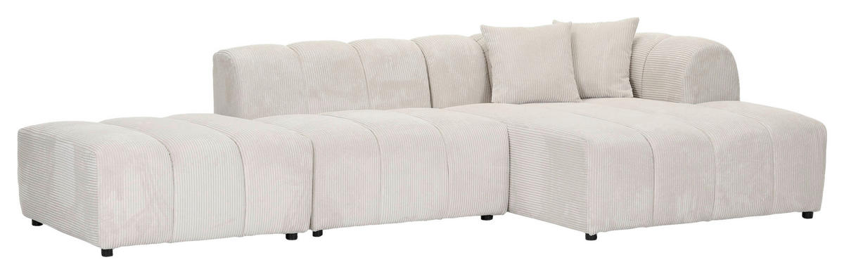 ECKSOFA Naturfarben Cord Zierkissen, Rücken echt  - Schwarz/Naturfarben, KONVENTIONELL, Kunststoff/Textil (313/162cm) - Carryhome