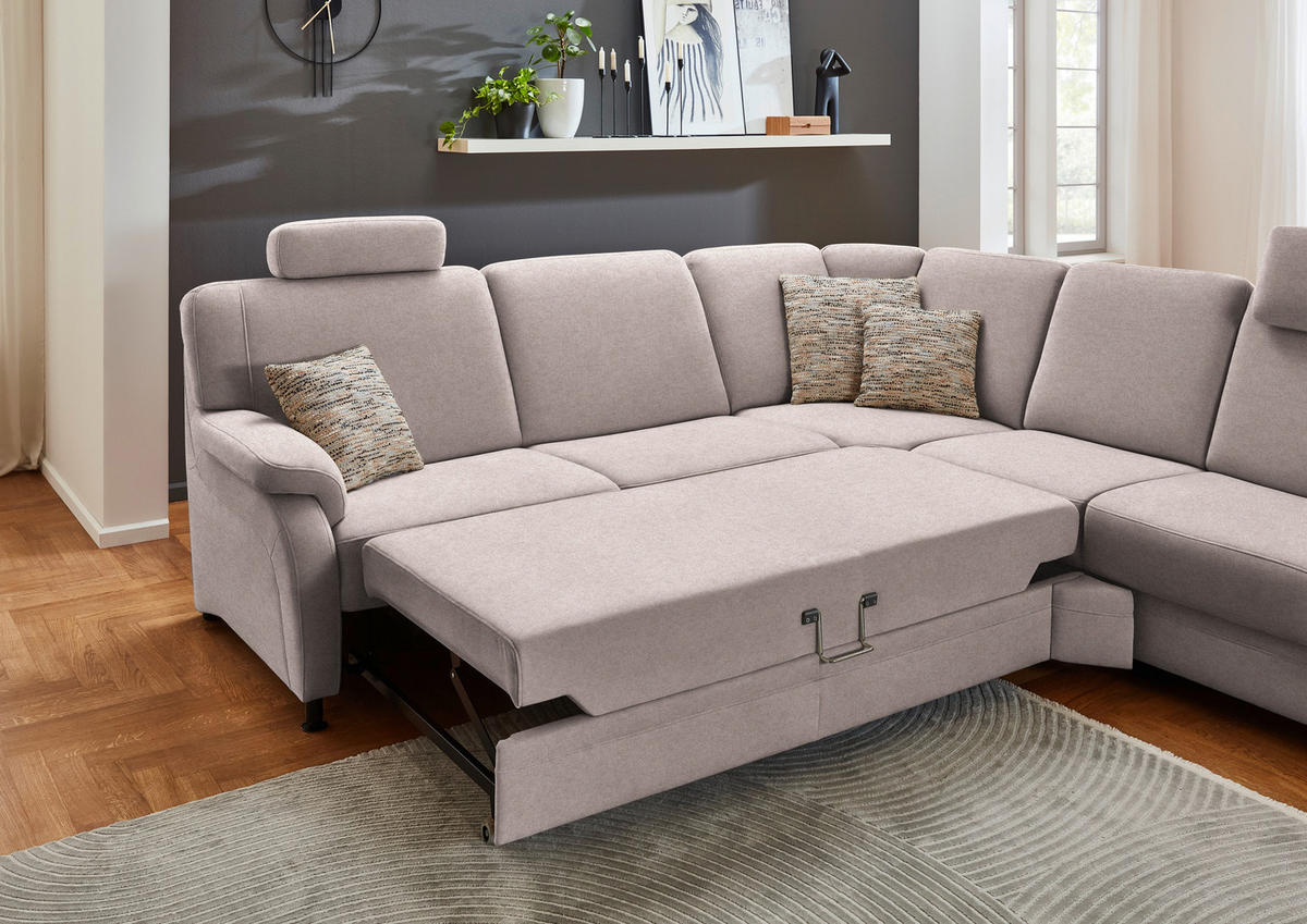 ECKSOFA  in Flachgewebe Rosa  269/287 cm  - Schwarz/Rosa, KONVENTIONELL, Textil/Metall (269/287cm) - Beldomo System