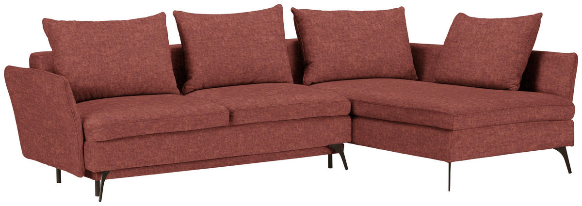 ECKSOFA in Webstoff Rostfarben  - Rostfarben/Schwarz, Design, Textil/Metall (282/182cm) - Carryhome