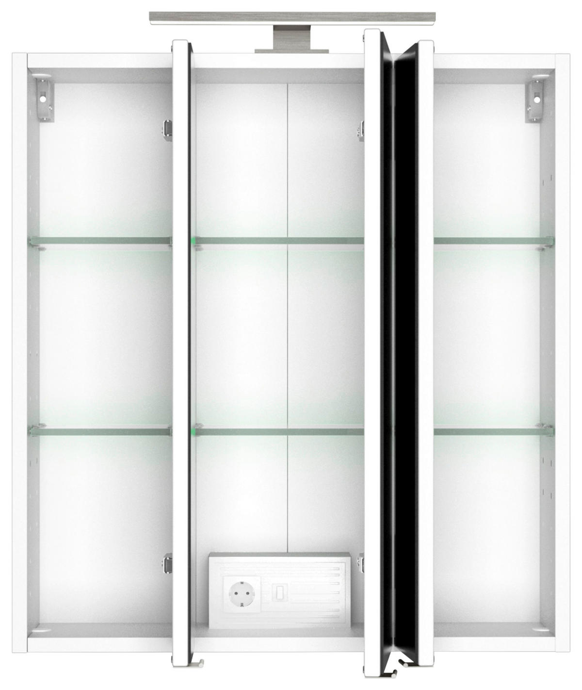 SPIEGELSCHRANK 60/66/20 cm  - Edelstahlfarben/Weiß, KONVENTIONELL, Glas/Holzwerkstoff (60/66/20cm) - Xora