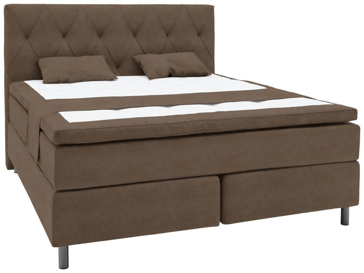 KONTINENTALSÄNG 180/200 cm  i brun  - brun/grå, Klassisk, metall/trä (180/200cm) - Elegando