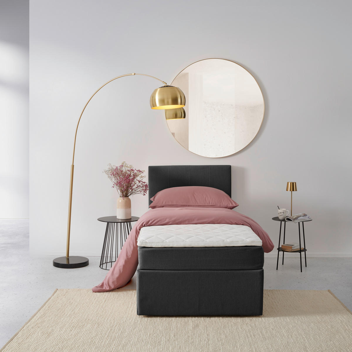 BOXBETT 90/200 cm  in Grau  - Schwarz/Grau, Basics, Kunststoff/Textil (90/200cm) - P & B