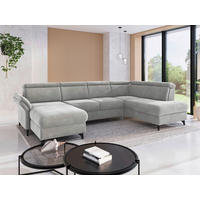 WOHNLANDSCHAFT GLENDALE E Silberfarben Flachgewebe  - Silberfarben/Schwarz, KONVENTIONELL, Textil/Metall (166/321/193cm) - Sit & More