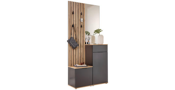 GARDEROBE 4-teilig  in 88/195/35 cm  - Anthrazit/Eiche Artisan, Design, Glas/Holzwerkstoff (88/195/35cm) - Xora