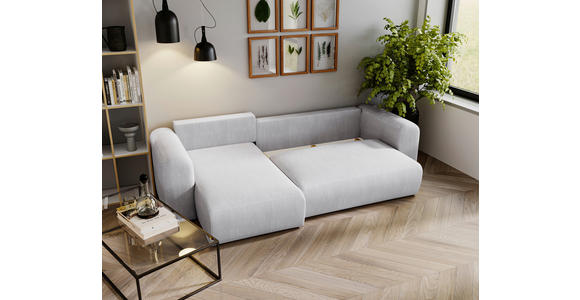 ECKSOFA in Cord Hellgrau  - Hellgrau/Schwarz, MODERN, Kunststoff/Textil (150/245cm) - Carryhome