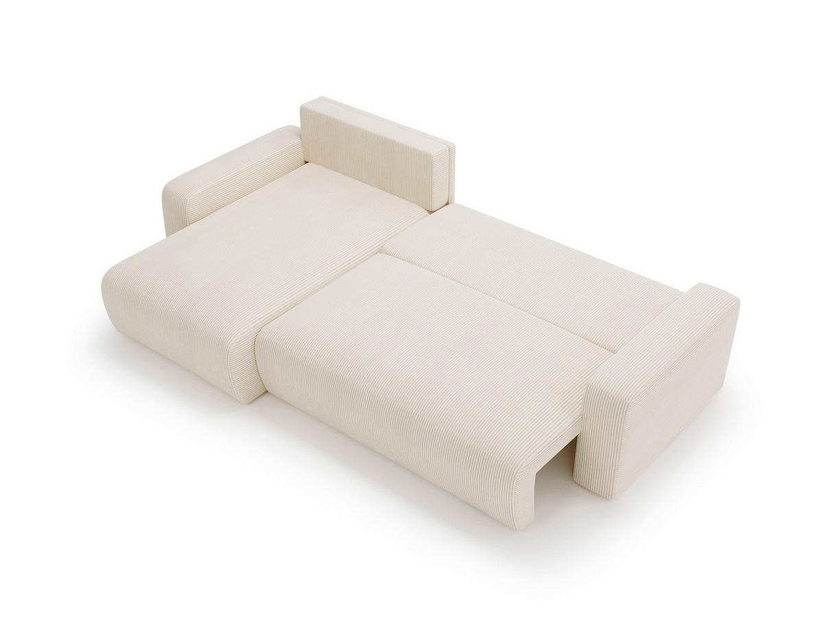 ECKSOFA in Cord Creme  - Creme/Schwarz, MODERN, Kunststoff/Textil (150/245cm) - Carryhome