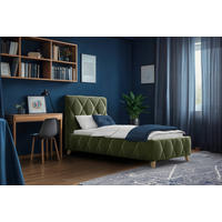 POLSTERBETT 80/200 cm, inkl. gepolstertes Kopfteil, Lattenrost, Bettkasten,  in Olivgrün  - Olivgrün, MODERN, Holz/Textil (80/200cm) - MID.YOU