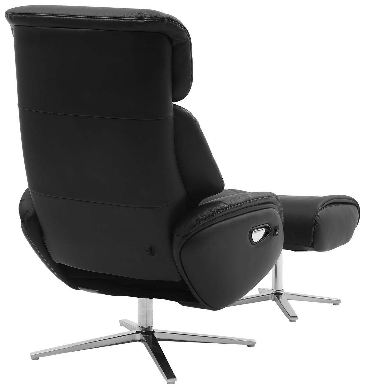 MASÁŽNE KRESLO, textil, koža, čierna - čierna/strieborná, Design, kov/koža (76/107/82cm) - Livetastic