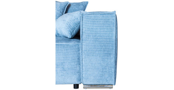 BIGSOFA Flachgewebe Blau - Chromfarben/Blau, KONVENTIONELL, Textil/Metall (256/68/122cm) - Carryhome