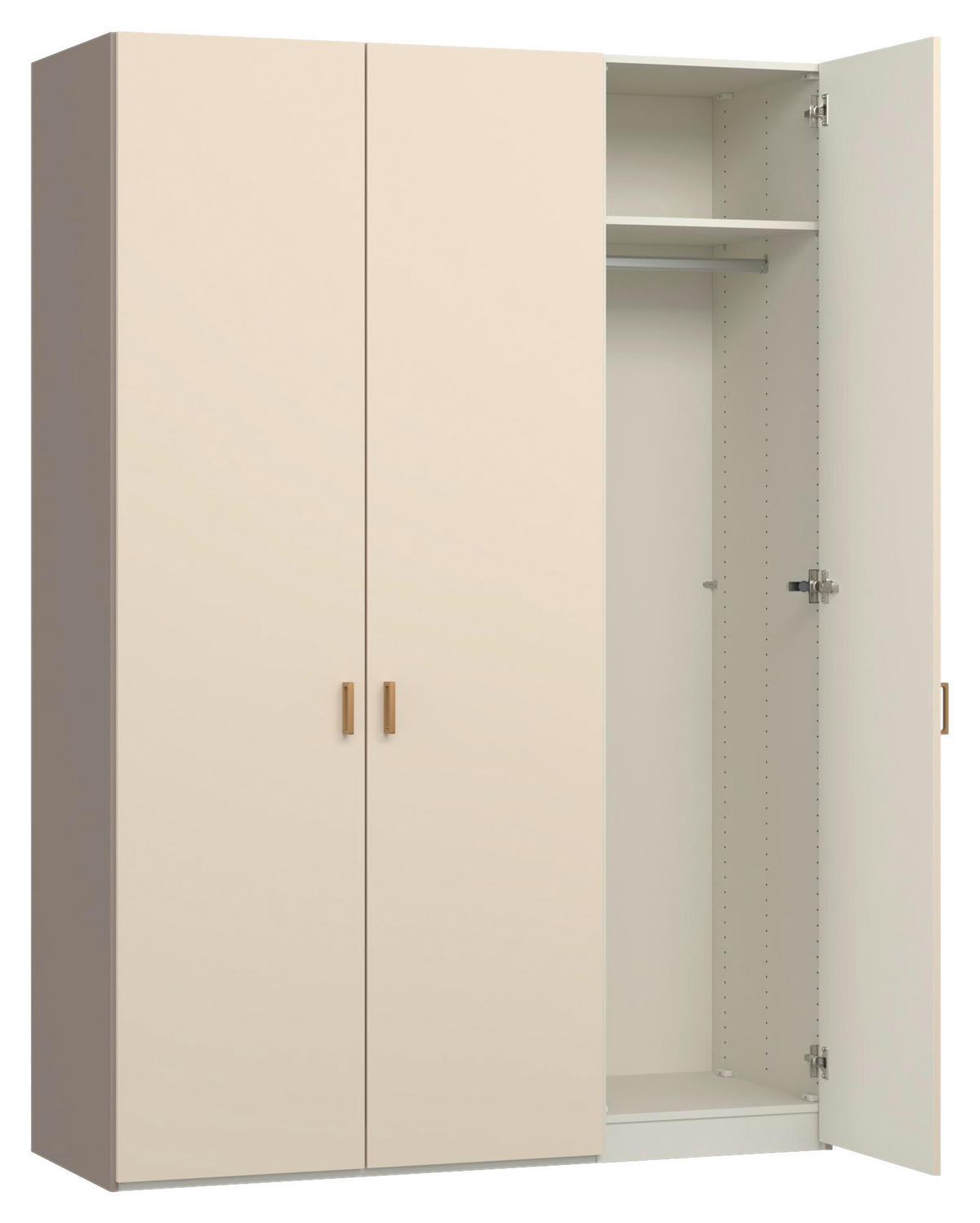 DREHTÜRENSCHRANK 152/220/59 cm,  in Creme, Hellbraun, 3-türig  - Hellbraun/Creme, Design, Glas/Holzwerkstoff (152/220/59cm) - Jutzler