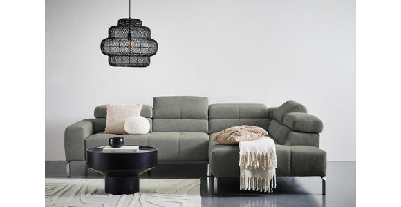 ECKSOFA Dunkelgrau Flachgewebe - Chromfarben/Dunkelgrau, KONVENTIONELL, Textil/Metall (282/224cm) - Hom`in