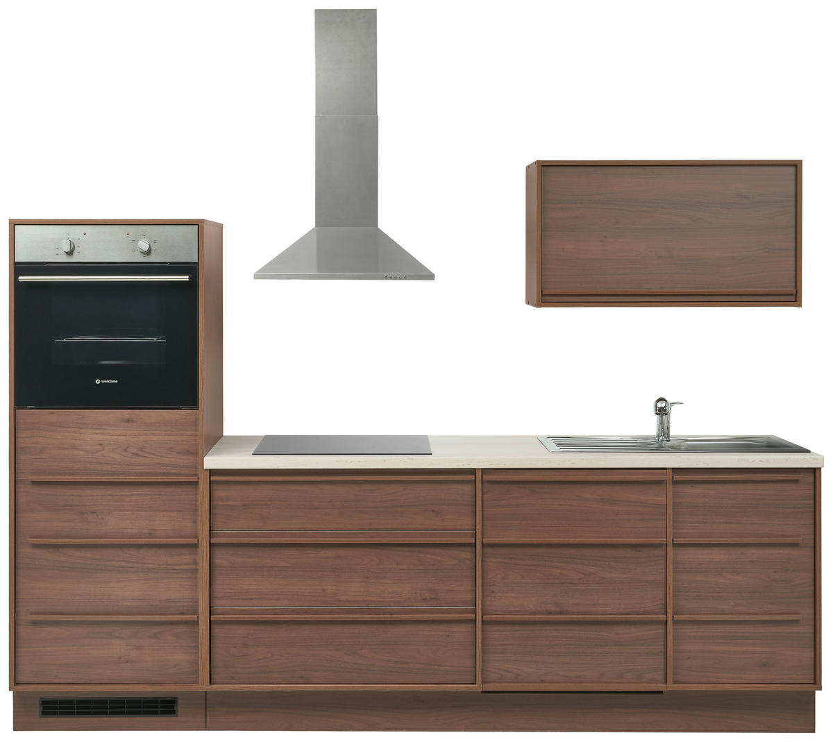 KÜCHENLEERBLOCK 264 cm   in Nussbaumfarben  - Beige/Nussbaumfarben, Trend, Holzwerkstoff/Kunststoff (264cm) - MID.YOU