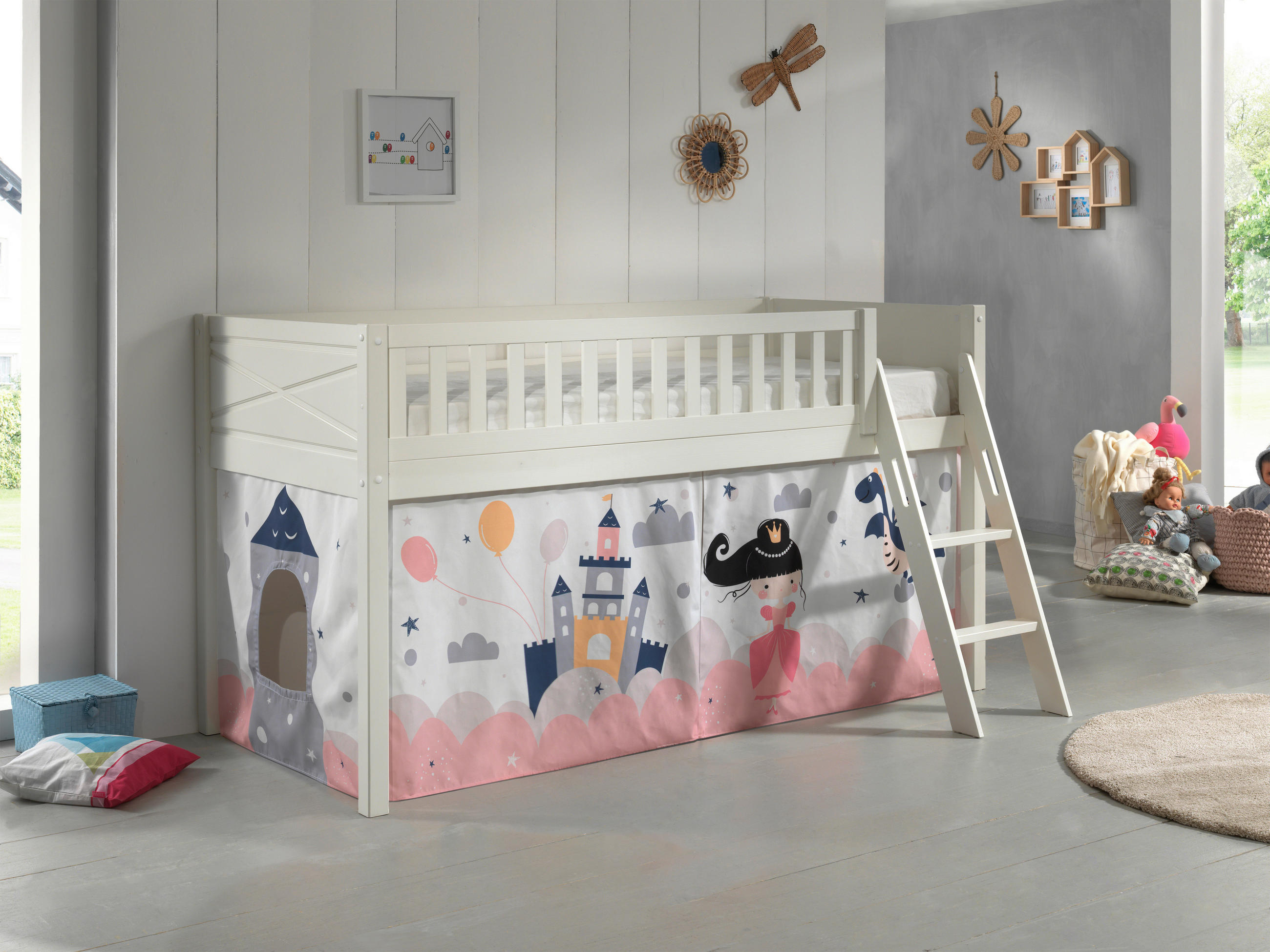 SPIELBETT Kiefer massiv 90/200 cm Weiß  - Naturfarben/Weiß, ROMANTIK / LANDHAUS, Holz (90/200cm) - Vipack