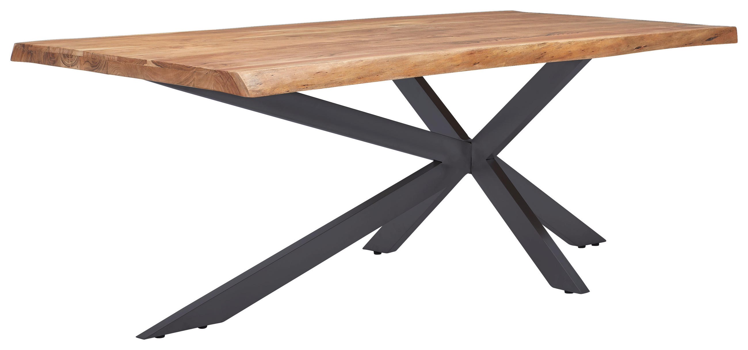 ESSTISCH in Holz, Metall 200/100/76 cm  - Schwarz/Akaziefarben, ROMANTIK / LANDHAUS, Holz/Metall (200/100/76cm) - Landscape