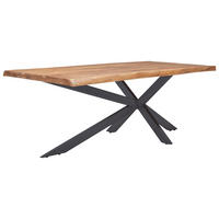 ESSTISCH in Holz, Metall 200/100/76 cm  - Schwarz/Akaziefarben, ROMANTIK / LANDHAUS, Holz/Metall (200/100/76cm) - Landscape