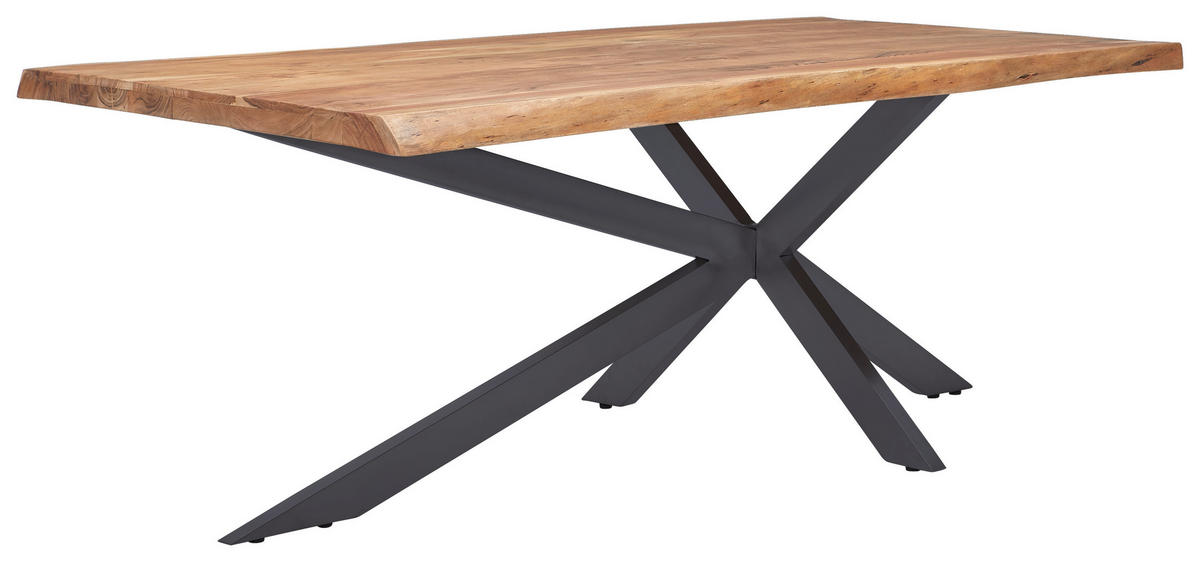 ESSTISCH in Holz, Metall 200/100/76 cm  - Schwarz/Akaziefarben, ROMANTIK / LANDHAUS, Holz/Metall (200/100/76cm) - Landscape