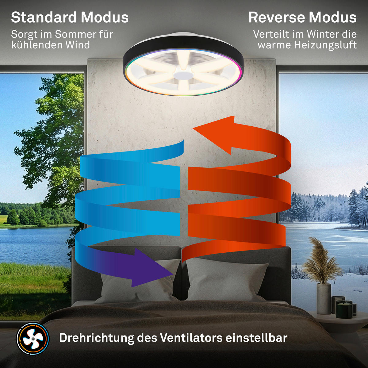DECKENVENTILATOR 48./15 cm   - Schwarz/Weiß, Design, Kunststoff (48./15cm)