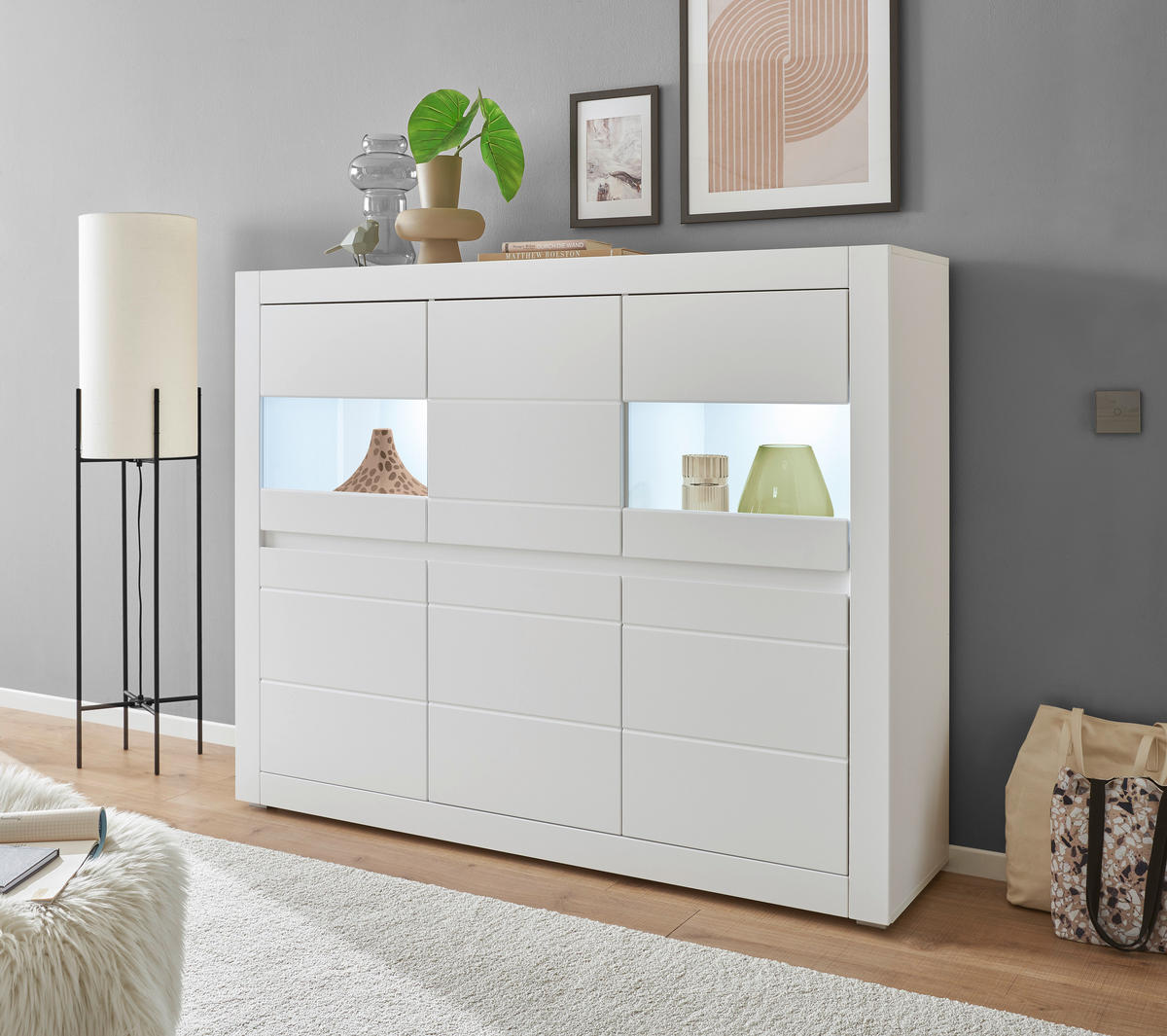 HIGHBOARD , 165/132/42 cm,  - Eichefarben/Silberfarben, Design, Holzwerkstoff/Kunststoff (165/132/42cm) - MID.YOU