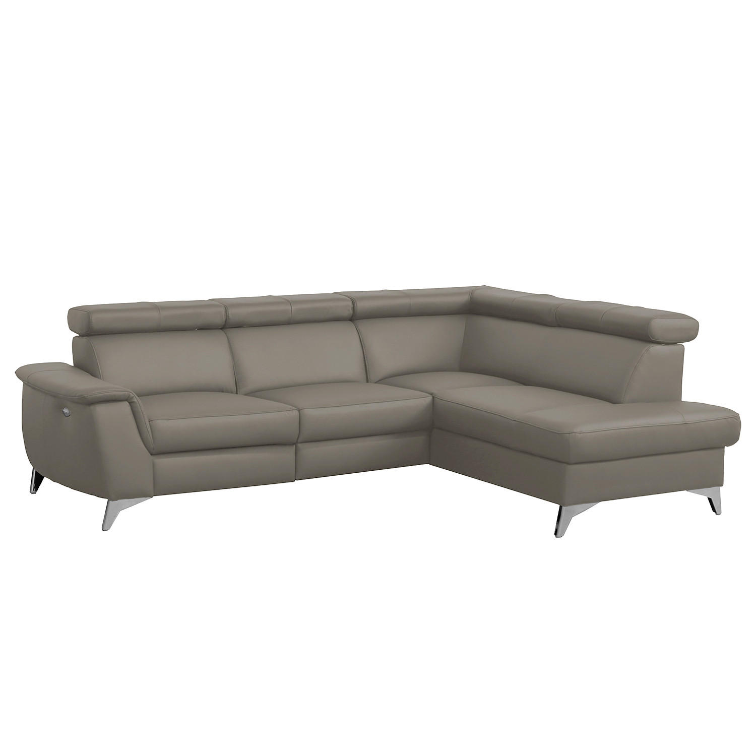 ECKSOFA Schlammfarben Echtleder Lederlook  - Chromfarben/Schlammfarben, Design, Leder/Textil (257/197cm) - Livetastic