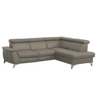 ECKSOFA Schlammfarben Echtleder Lederlook  - Chromfarben/Schlammfarben, Design, Leder/Textil (257/197cm) - Livetastic