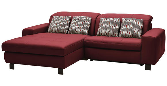 WOHNLANDSCHAFT in Leder Rot - Rot/Schwarz, Natur, Leder/Metall (187/262cm) - Dieter Knoll