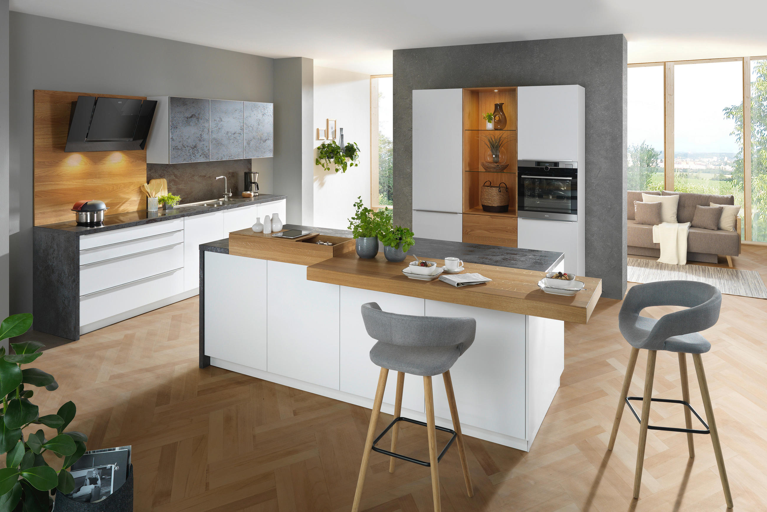 KUCHYŇA NA MIERU UMANI - sivá/biela, Design, kompozitné drevo - Novel