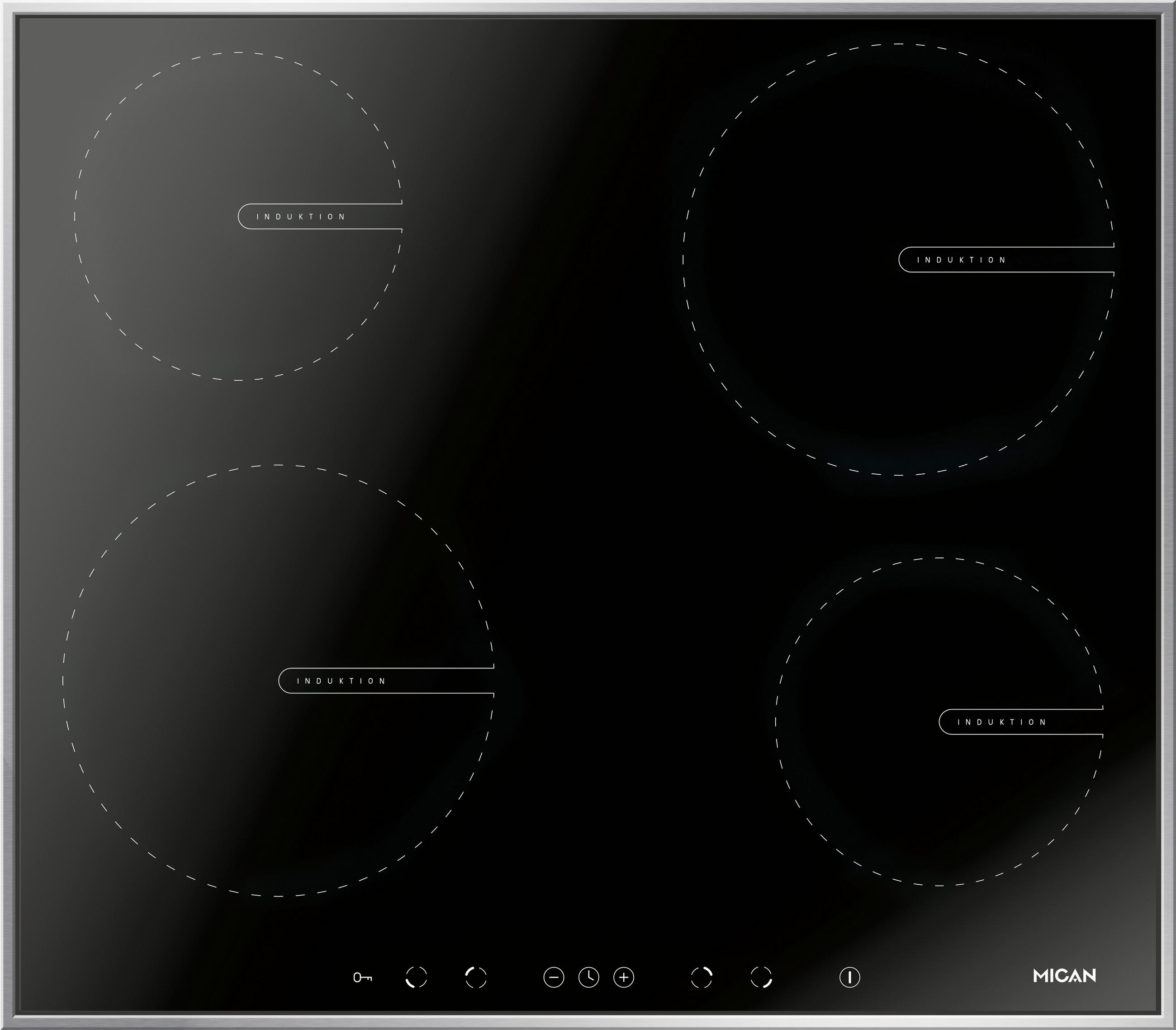 INDUKTIONSKOCHFELD 70540  - Schwarz, Basics, Glas/Metall (57,5/50,5/5,5cm) - Mican