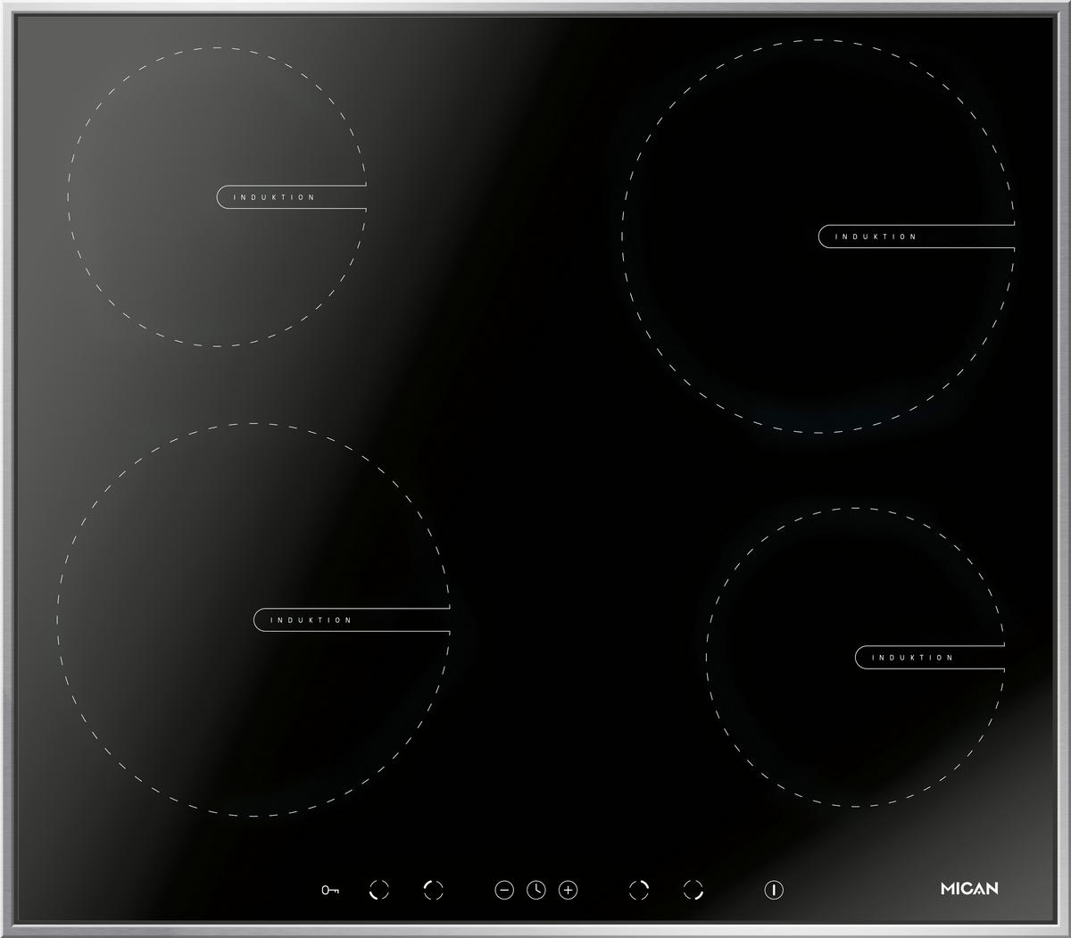 INDUKTIONSKOCHFELD 70540  - Schwarz, Basics, Glas/Metall (57,5/50,5/5,5cm) - Mican