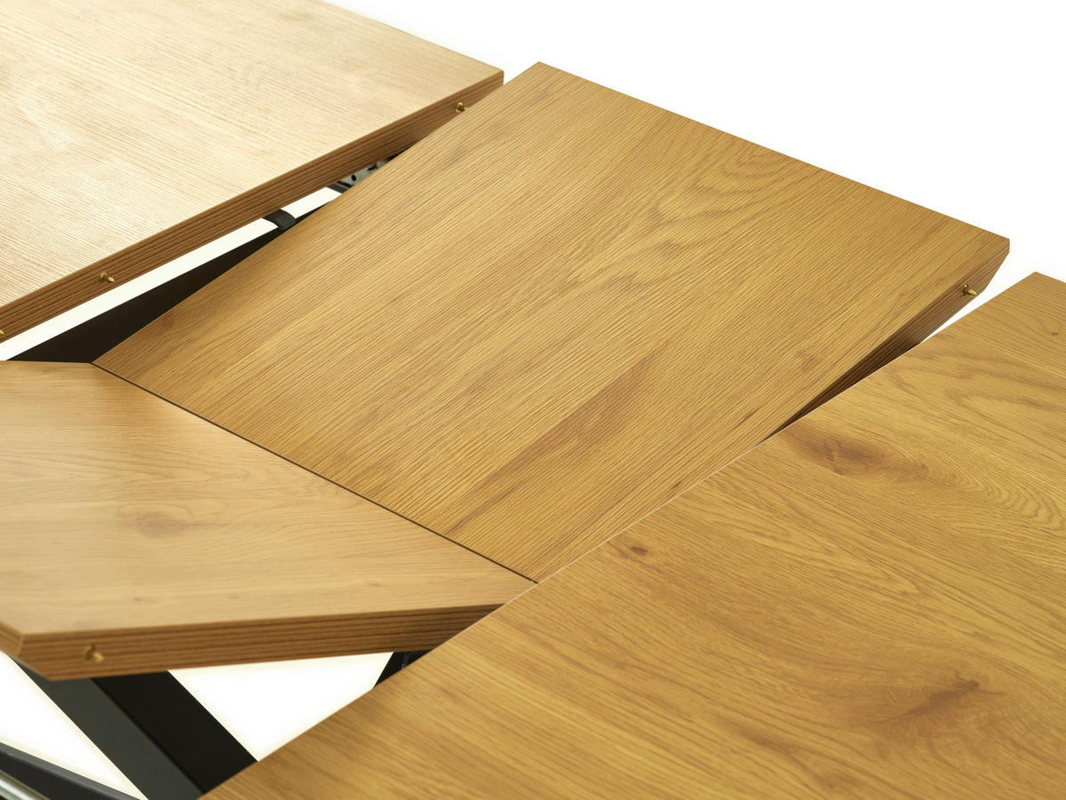 ESSTISCH in Holzwerkstoff  - Eichefarben/Schwarz, MODERN, Holzwerkstoff/Metall (90/75/160-200cm) - Livetastic