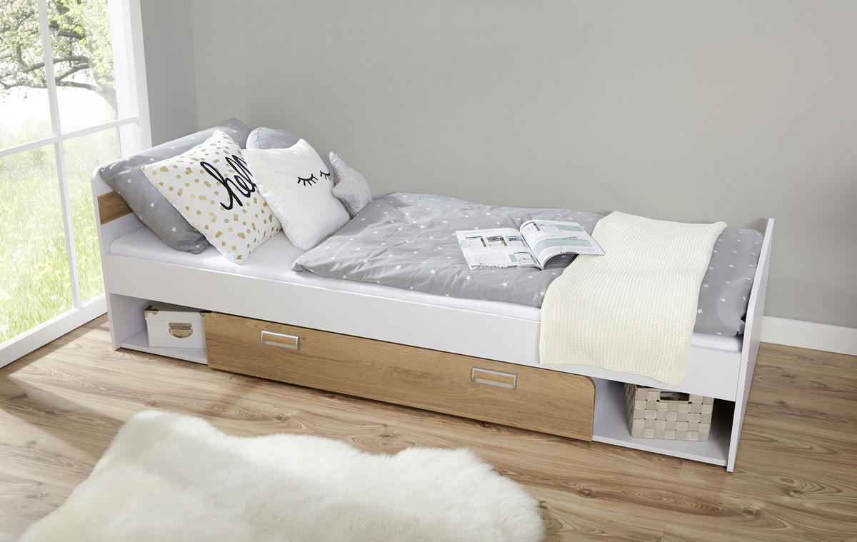 JUGENDZIMMER Weiß, Eschefarben  - Eschefarben/Birkefarben, MODERN, Holz/Holzwerkstoff (80/190cm) - MID.YOU