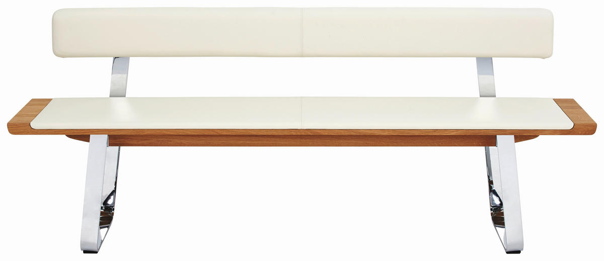 SITZBANK 200/80/52 cm  in Weiß, Eichefarben  - Eichefarben/Weiß, Design, Leder/Holz (200/80/52cm) - TEAM 7