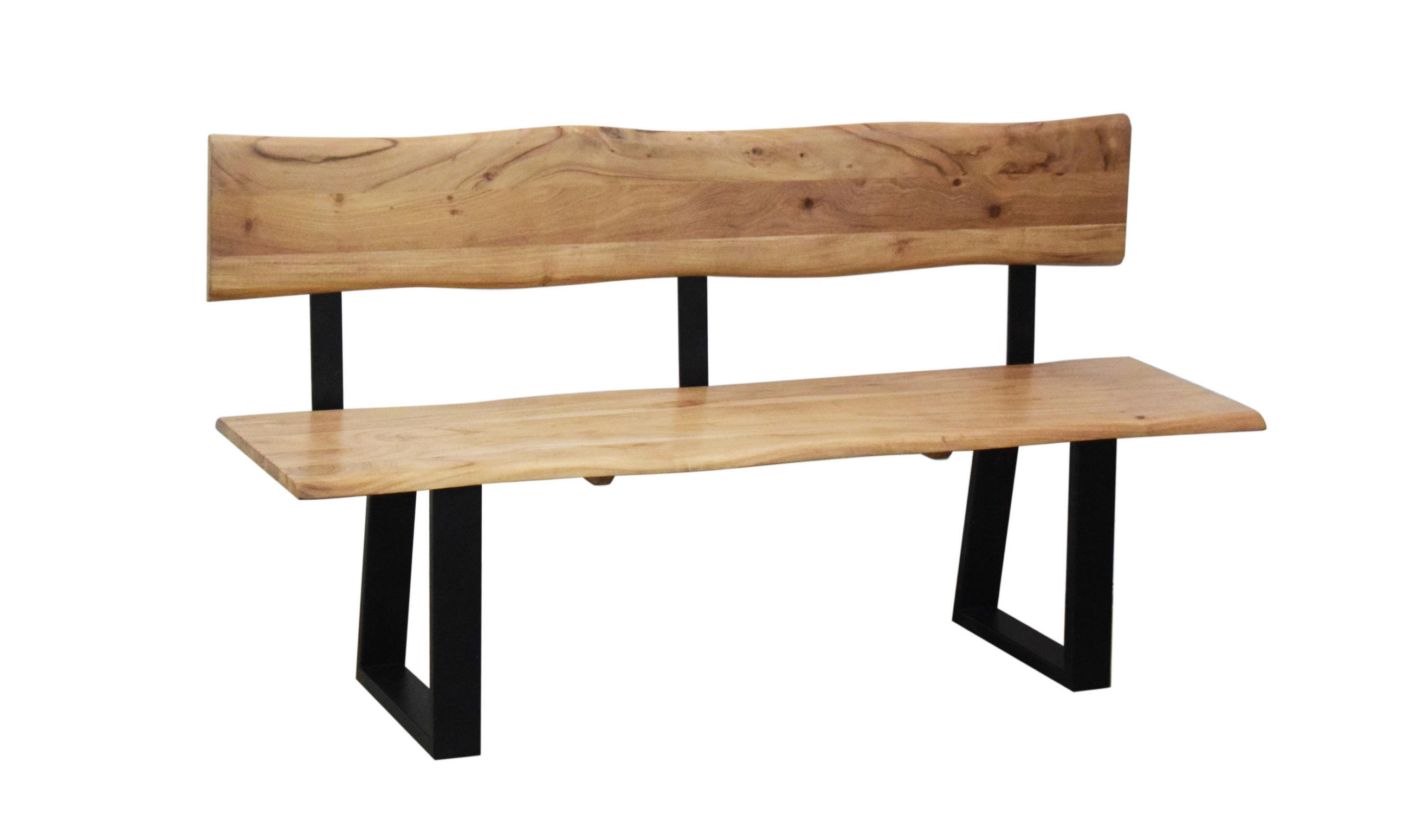 P & B Sitzbank Schwarz, Akazie 160x85x50 cm