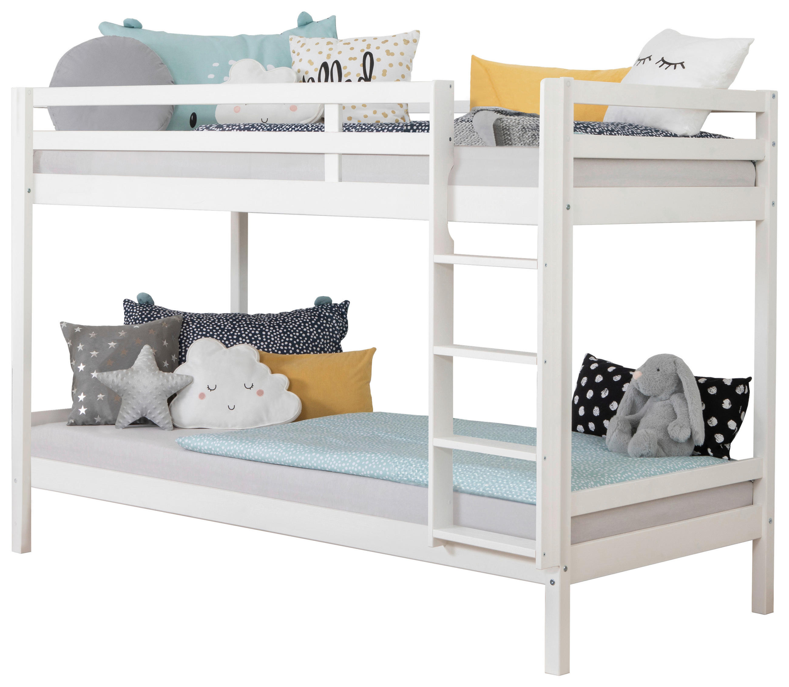 Etagenbett Rene Weiß Kiefer Massiv 90 Cm M. Leiter