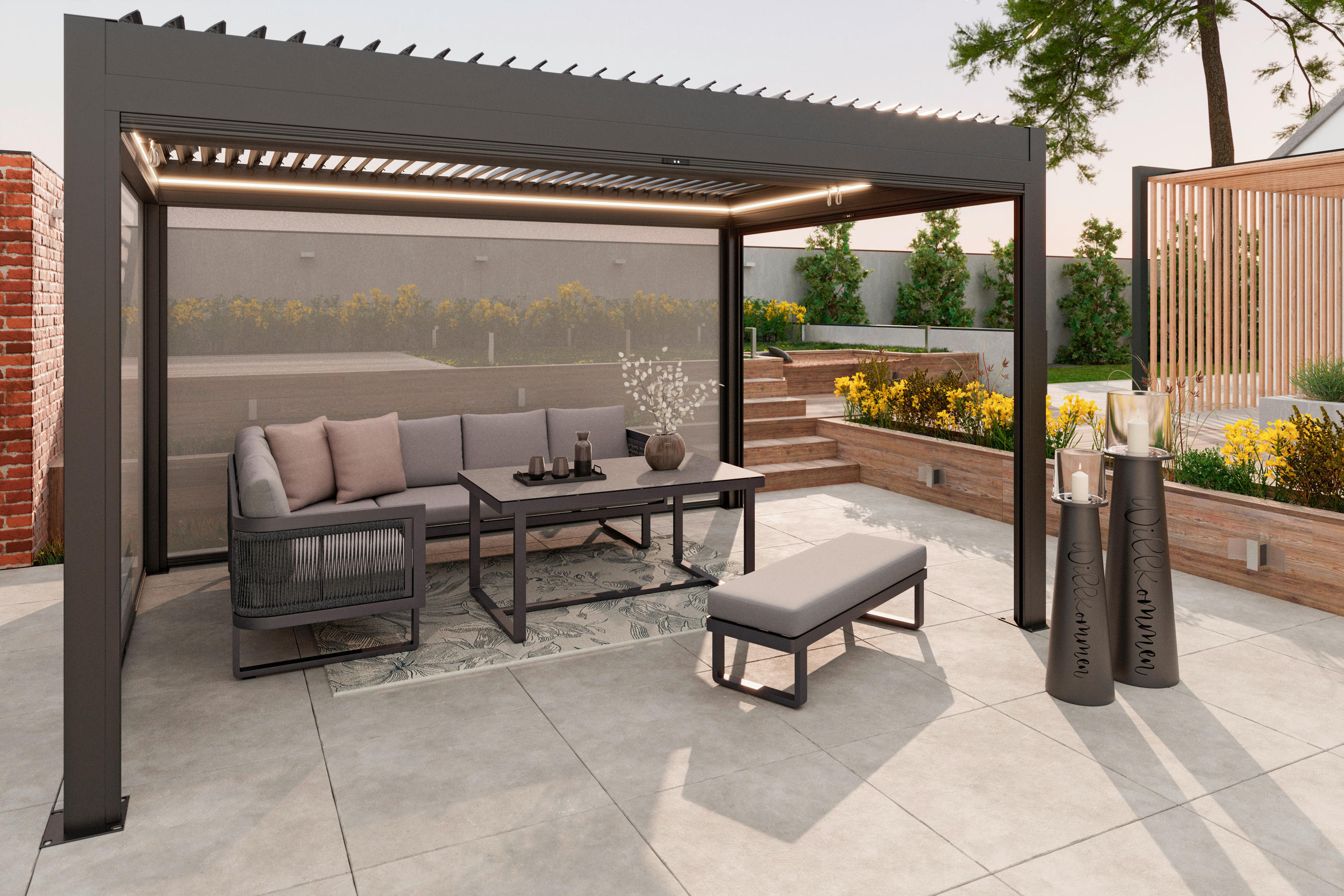PAVILLON - Dunkelgrau/Anthrazit, Design, Textil/Metall (299/231/299cm) - Amatio