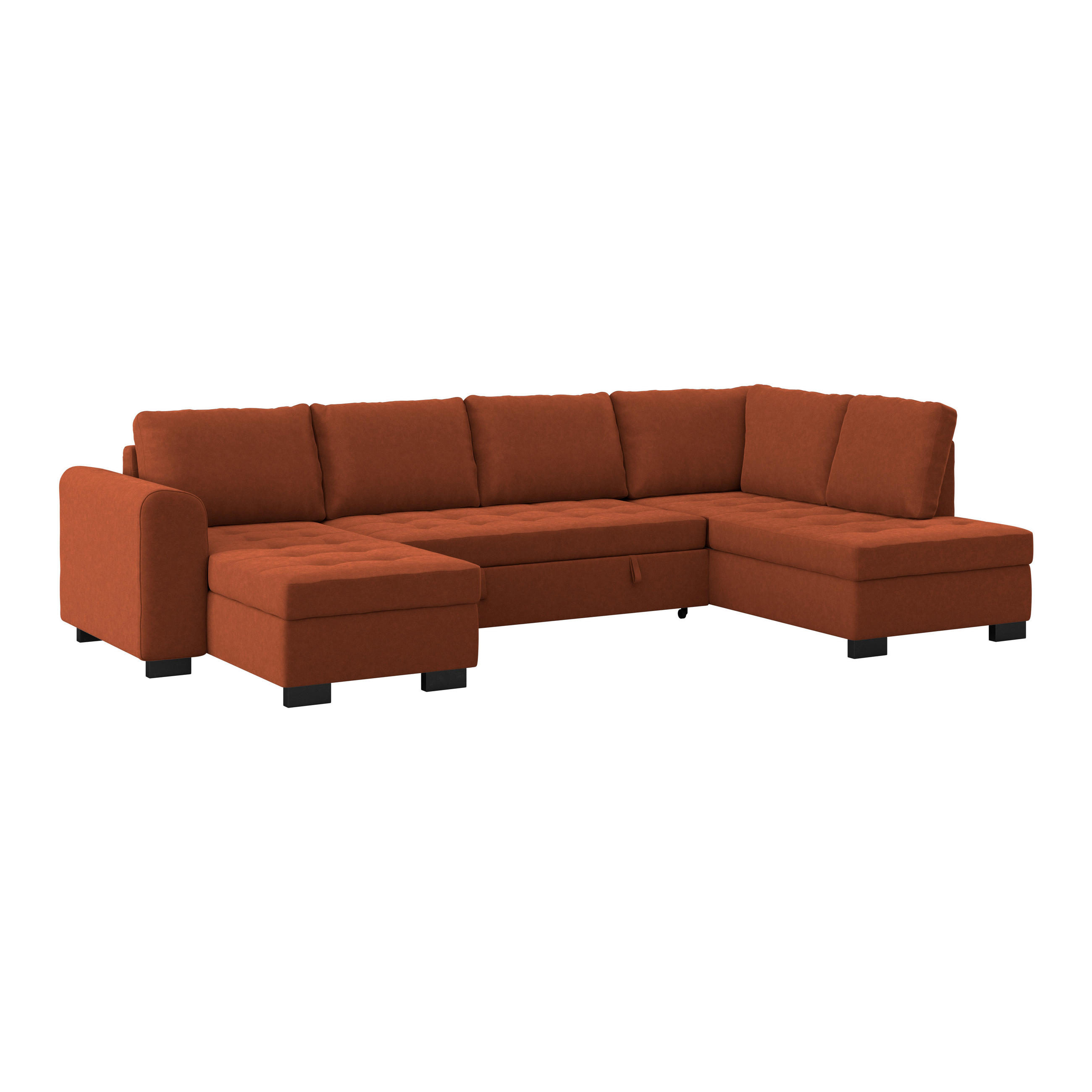 WOHNLANDSCHAFT Terracotta Mikrofaser  - Terracotta/Schwarz, MODERN, Kunststoff/Textil (155/305/178cm) - P & B