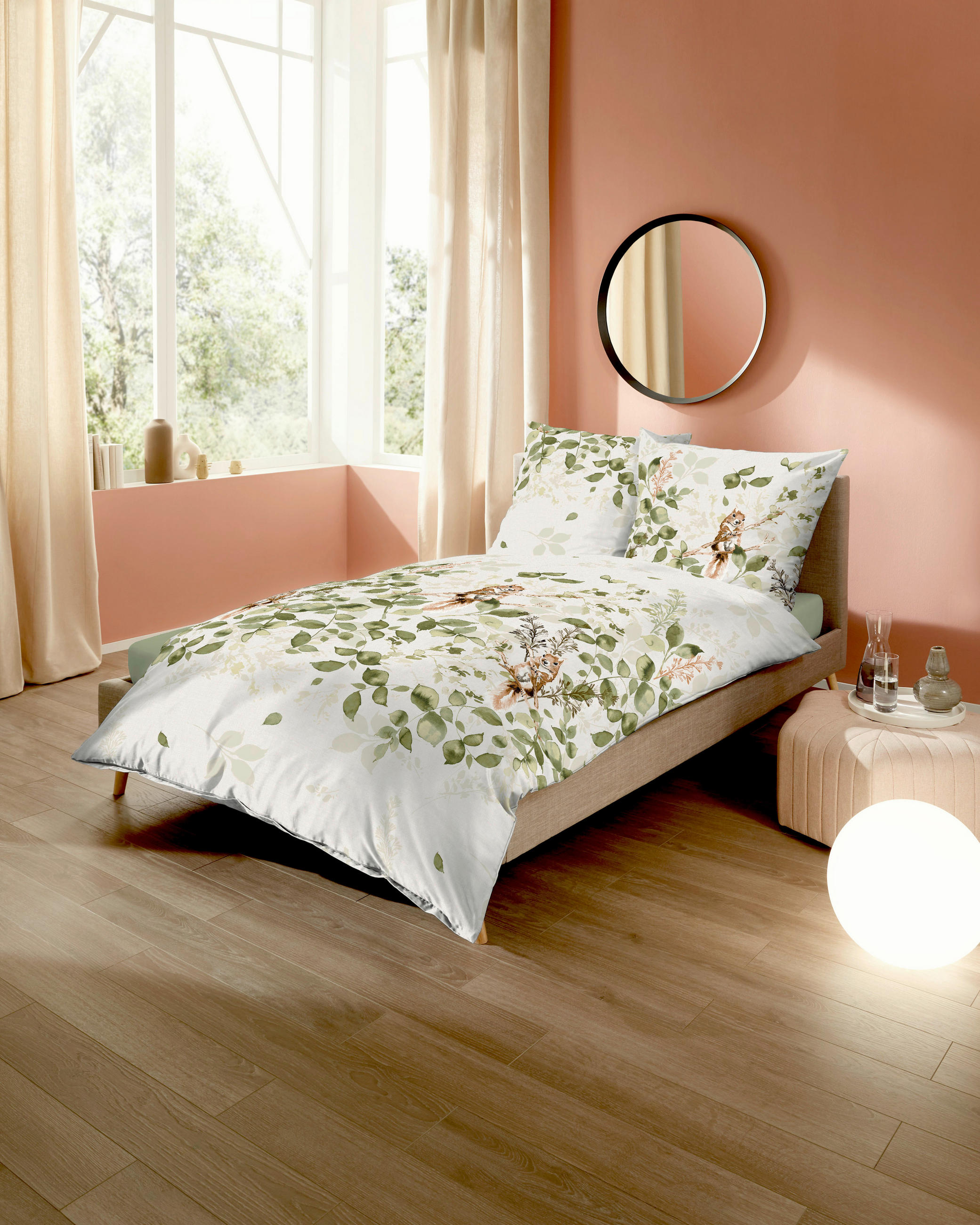 POSTELJNINA Eichkätzchen 140/200 cm bombažni flanel olivno zelena   - olivno zelena , Konvencionalno, tekstil (140/200cm) - Kaeppel