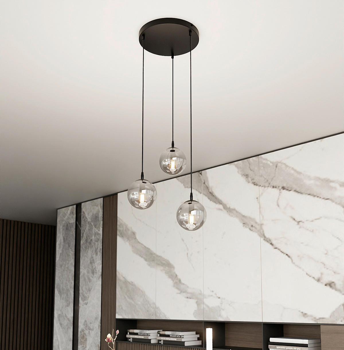 HÄNGELEUCHTE  40/40/100 cm    - Schwarz, KONVENTIONELL, Glas/Metall (40/40/100cm)