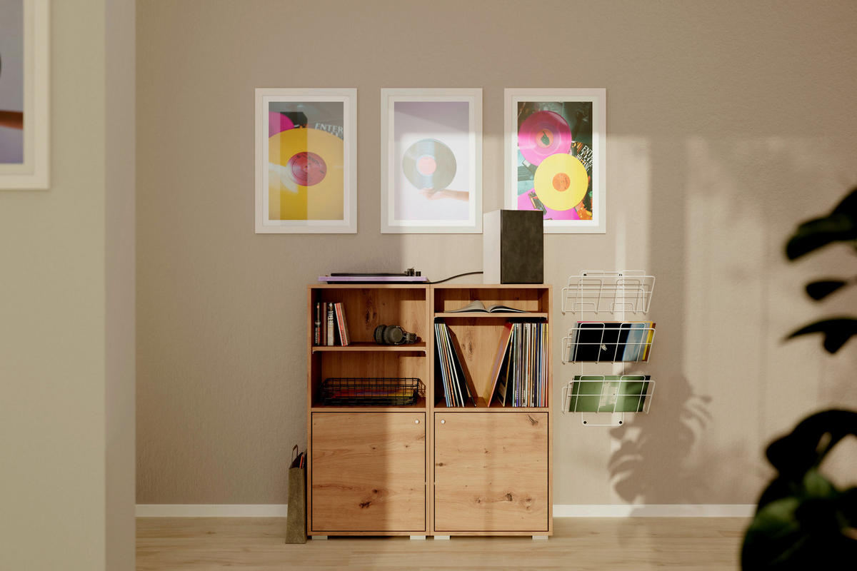 REGAL  46/96,5/33,5 cm Eiche Artisan  - Alufarben/Eiche Artisan, Design, Holzwerkstoff/Kunststoff (46/96,5/33,5cm) - MID.YOU