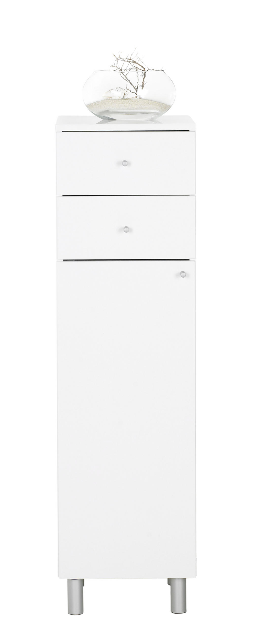 STREDNE VYSOKÁ SKRINKA, biela,  - biela/biela s vysokým leskom, Konventionell, kov/kompozitné drevo (35,2/123,6cm) - Xora
