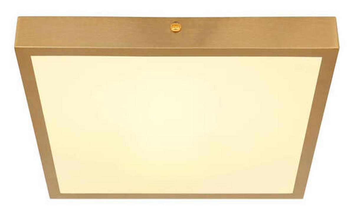 LED-TAKLAMPA 15 W 25/25/3 cm  - opal/mässingsfärgad, Klassisk, metall/plast (25/25/3cm) - Globo