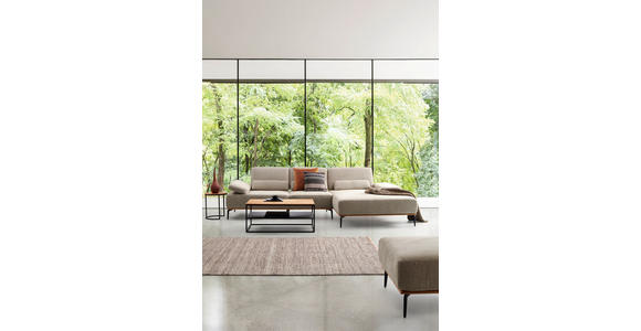 ECKSOFA  in Flachgewebe Hellbraun  314/176 cm  - Hellbraun/Schwarz, Natur, Holz/Textil (314/176cm) - Valnatura